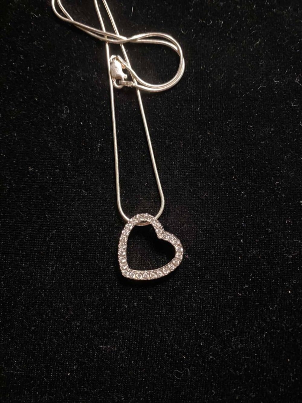 .925 Sterling Silver Heart Pendant w/ Rope Chain